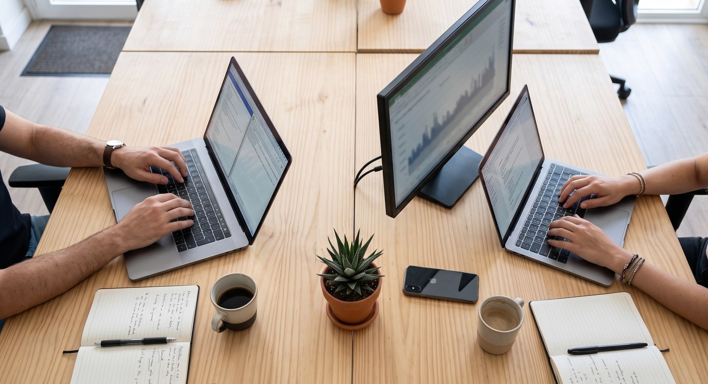 Equipo de trabajo en un espacio compartido